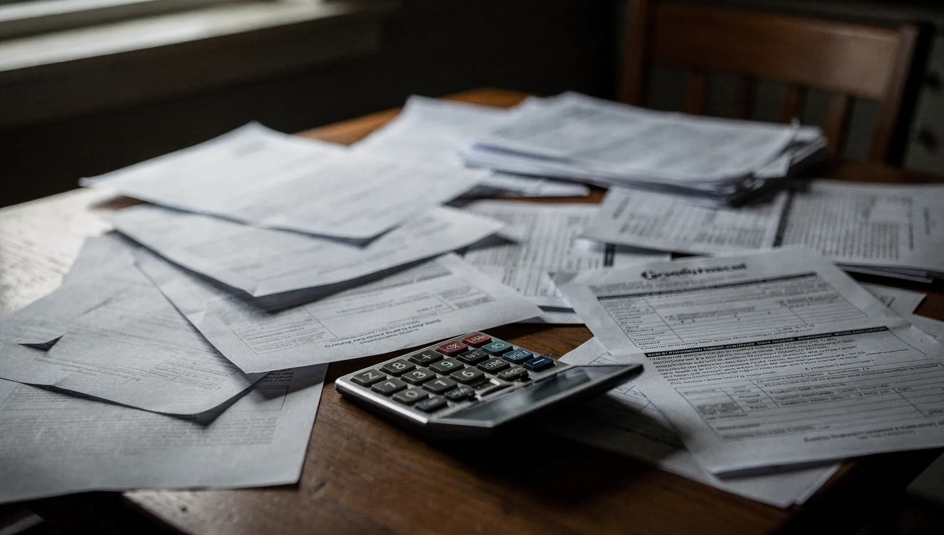 Several vague contractor estimates and a calculator spread across a kitchen table.
